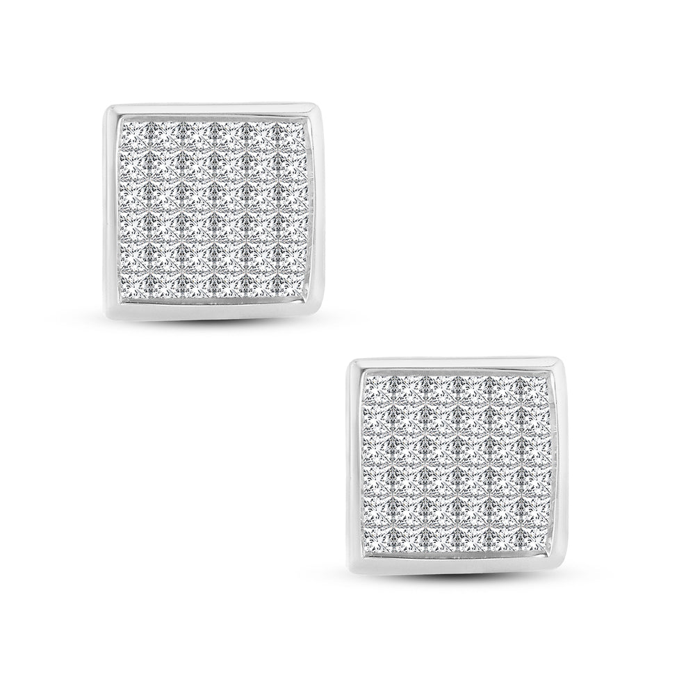 Brilliant 14k White Gold Lab Diamond Princess Earrings