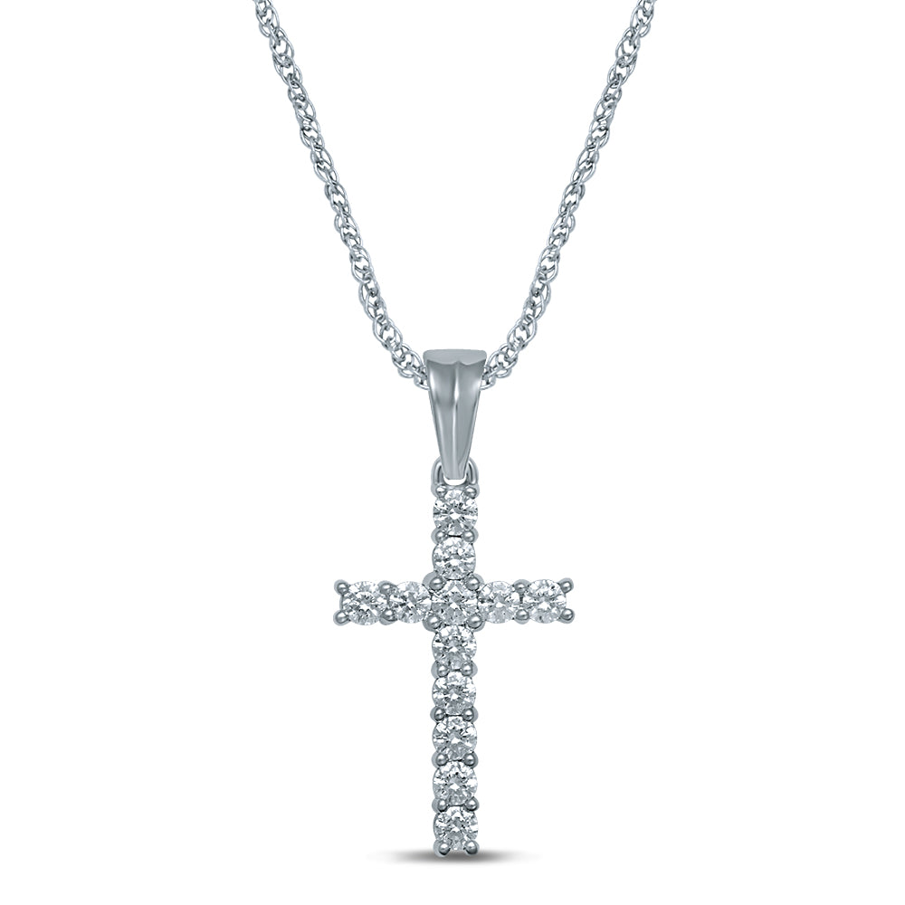 Luminous 14k White Gold Lab Diamond Womens Pendant Necklace