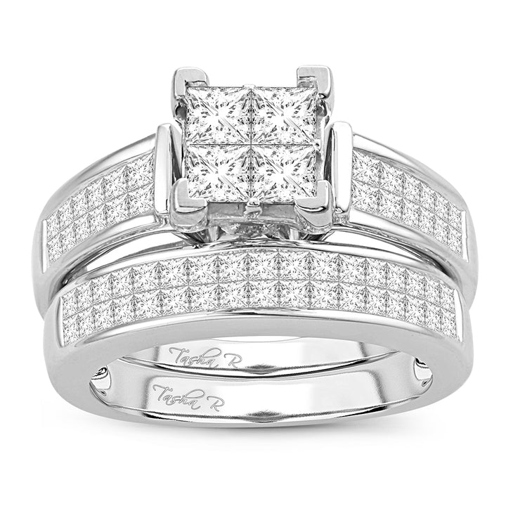 Sparkling 14k White Gold 2CT Lab Diamond Bridal Ring