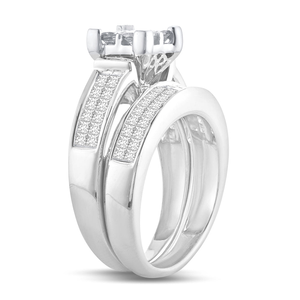 Sparkling 14k White Gold 2CT Lab Diamond Bridal Ring