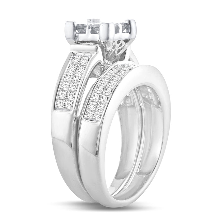 Sparkling 14k White Gold 2CT Lab Diamond Bridal Ring