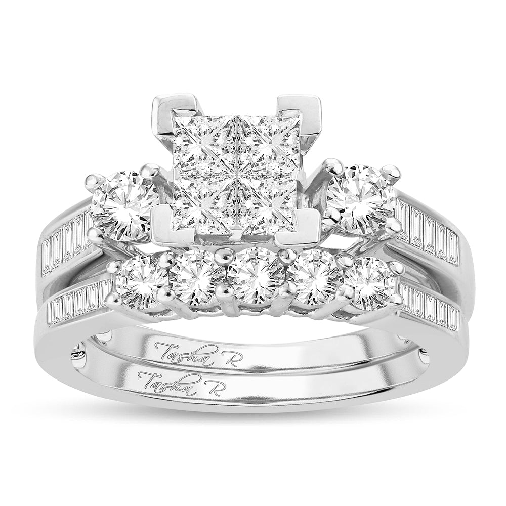 14k White Gold Lab-Created 1.50CT Princess Diamond Engagement Ring