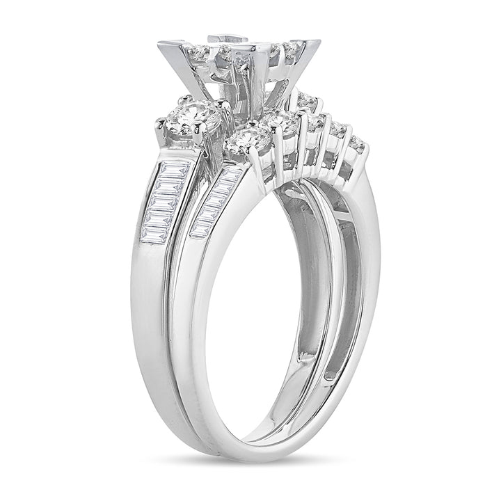 Brilliant 14k White Gold 1CT Lab Diamond Princess Engagement Ring