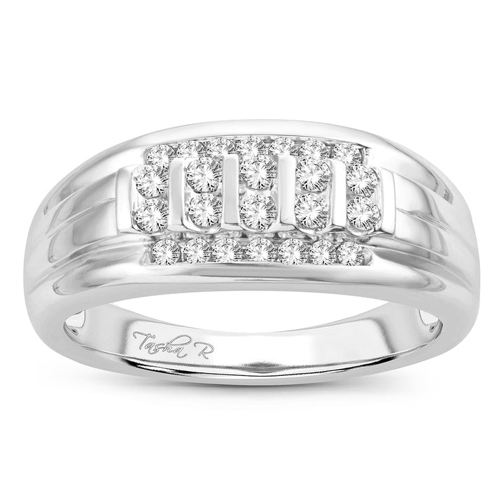 14K White Gold 0.50CT Lab Diamond Mens Contemporary Band