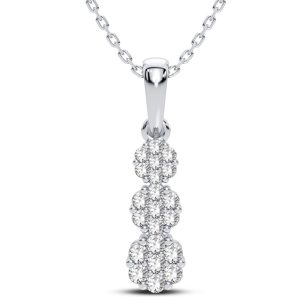 10k White Gold 0.50CT Lab Diamond Womens Pendant Necklace