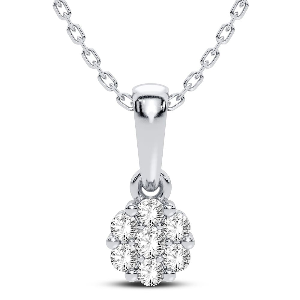 Luminous 14K White Gold Lab Diamond Flower Pendant