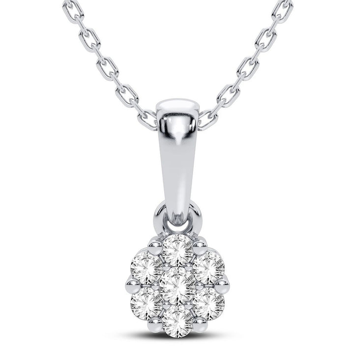 Luminous 14K White Gold Lab Diamond Flower Pendant
