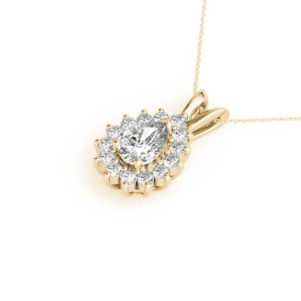 14K Yellow Gold Diamond Halo Pendant Necklace