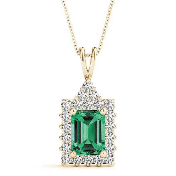 14K Yellow Gold Emerald Diamond Fashion Pendant