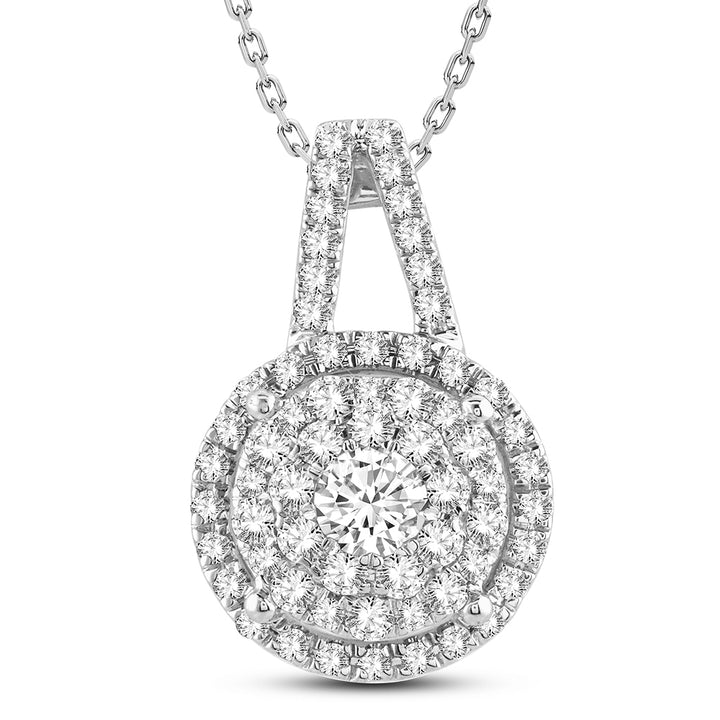 Elegant 14k White Gold 1ct Lab Diamond Womens Pendant