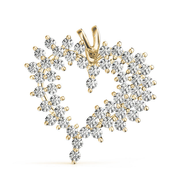 14K Yellow Gold Multi-Diamond Heart Pendant
