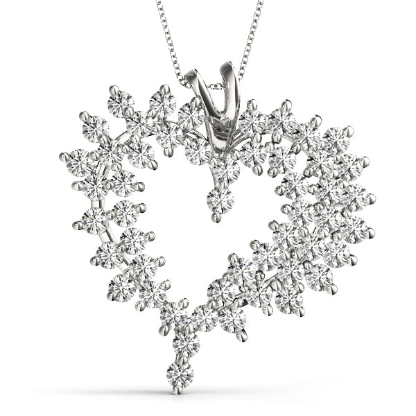 White Platinum 2.00ctw Lab Diamond Heart Pendant