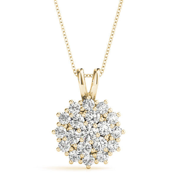 18K Yellow Gold Lab Diamond Cluster Pendant