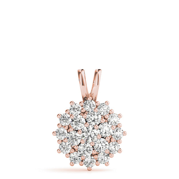 18K Rose Gold Lab Diamond Cluster Pendant