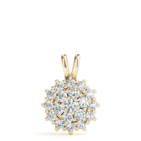 18K Yellow Gold 1 CT Diamond Cluster Pendant
