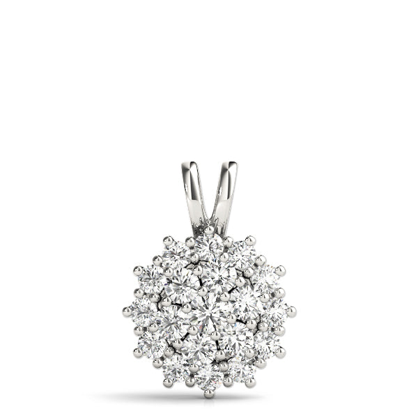 Diamond Lab Grown Cluster 14K White Gold Pendant