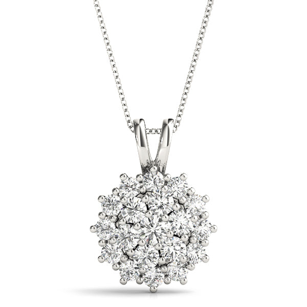 Diamond Lab Grown Cluster 14K White Gold Pendant