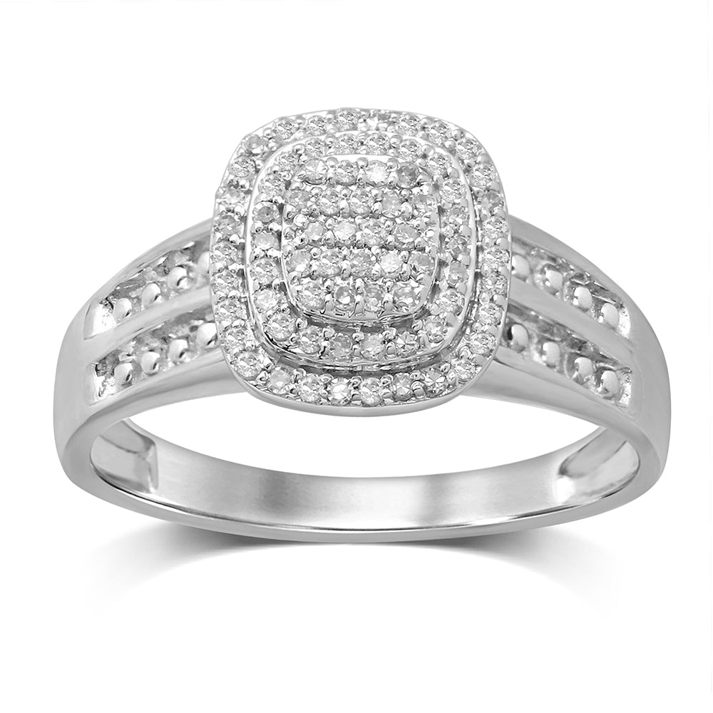 Chic 10k White Gold Lab Diamond Fashion Ring - 0.25CT Sparkle