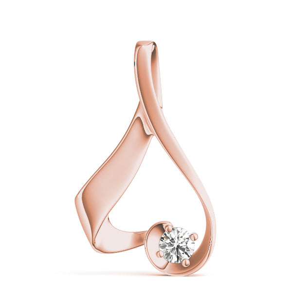18K Rose Gold Round Diamond Solitaire Pendant