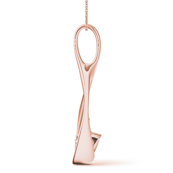 18K Rose Gold Round Diamond Solitaire Pendant
