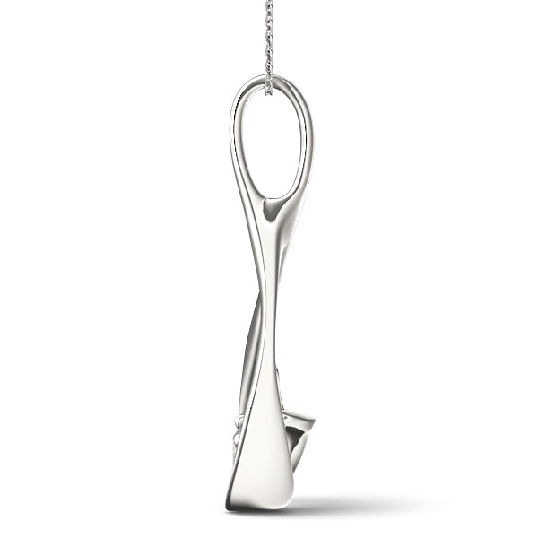 18K White Gold Round Diamond Solitaire Pendant