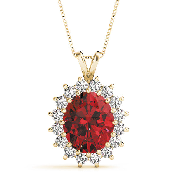 14K Yellow Gold Multi-Diamond Oval Pendant