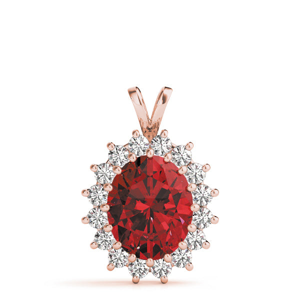 14K Rose Gold Diamond Oval Pendant