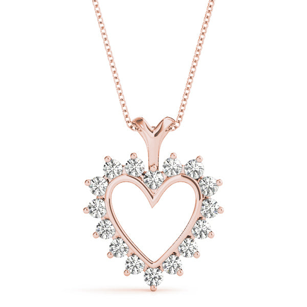 14K Rose Gold Lab Diamond Heart Pendant