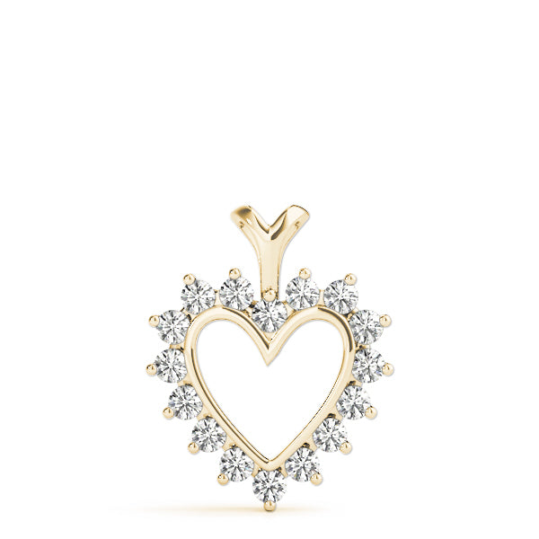 14K Yellow Gold Multi-Diamond Heart Pendant