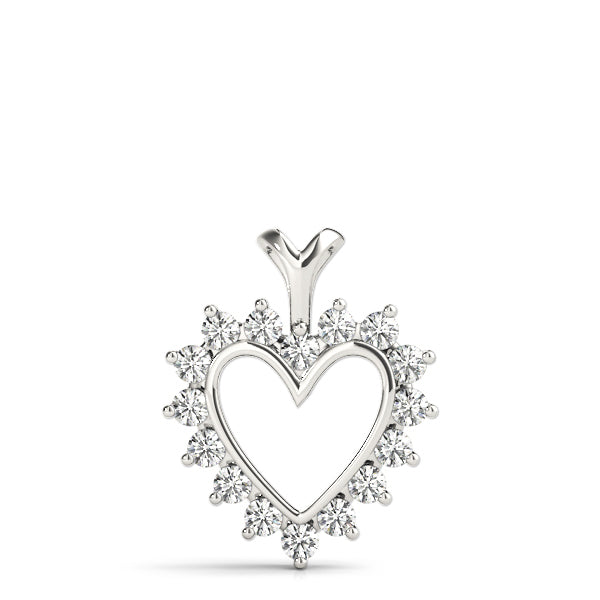 White Platinum 16-Diamond Heart Pendant
