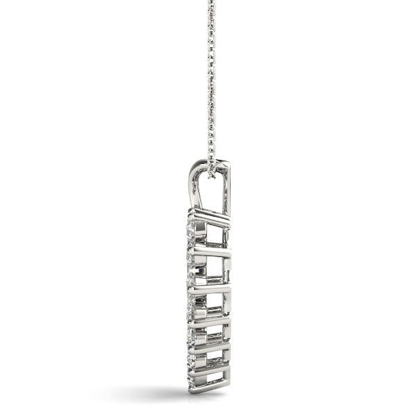 White Gold Diamond Heart Pendant | 16 Stones