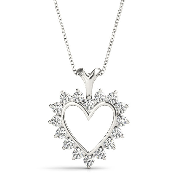 White Platinum 16-Diamond Heart Pendant