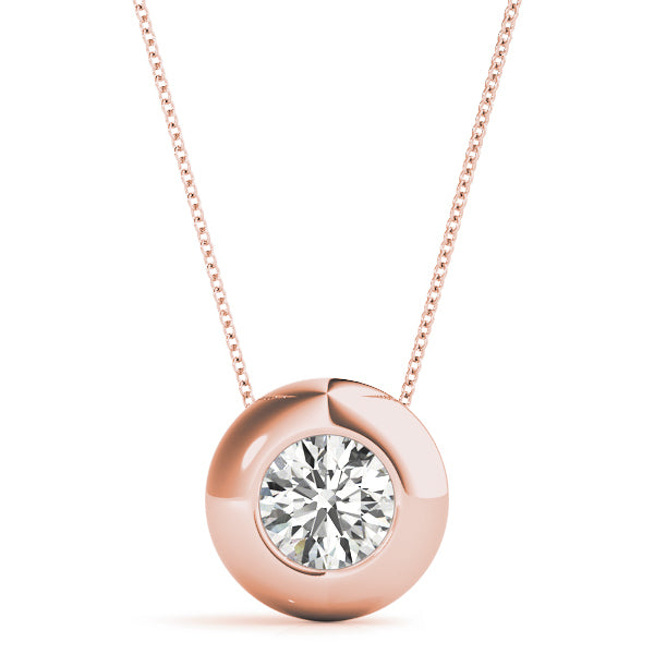 18K Rose Gold 1ct Diamond Solitaire Pendant