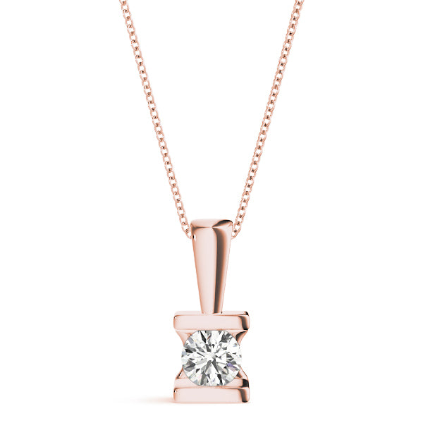 18K Rose Gold 1ct Lab Diamond Pendant