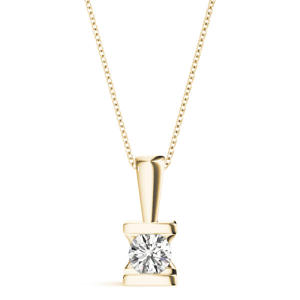 18K Yellow Gold 1ct Round Diamond Pendant