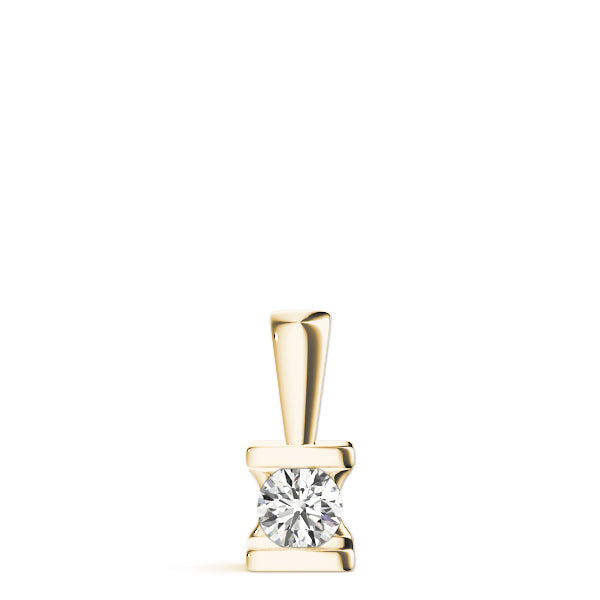 18K Yellow Gold 1ct Round Diamond Pendant