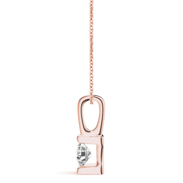 1ct Round Diamond 18K Rose Gold Solitaire Pendant