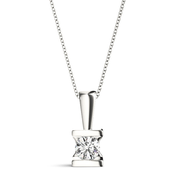 Platinum 1 CT Round Diamond Solitaire Pendant