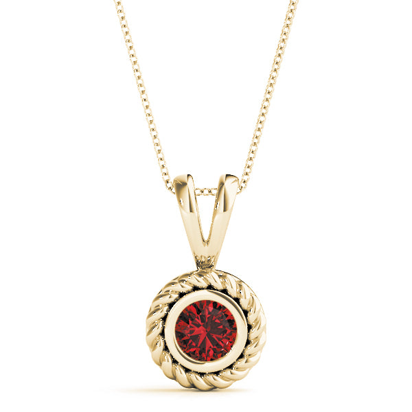 14K Yellow Gold Round Diamond Pendant