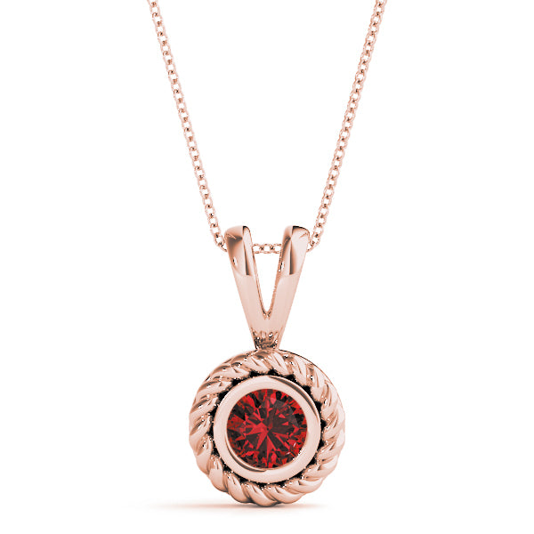 14K Rose Gold Round Diamond Pendant