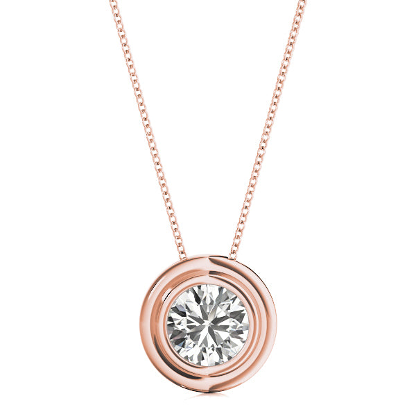 1 CT Lab Diamond Rose Gold Solitaire Pendant