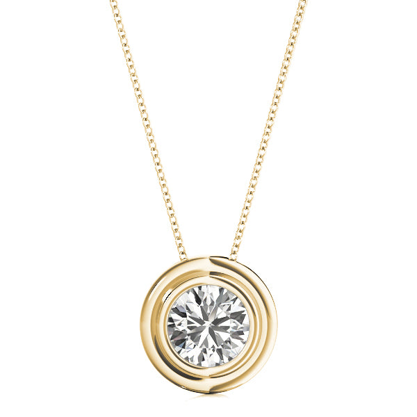 1 Carat Lab Diamond 18K Yellow Gold Solitaire Pendant