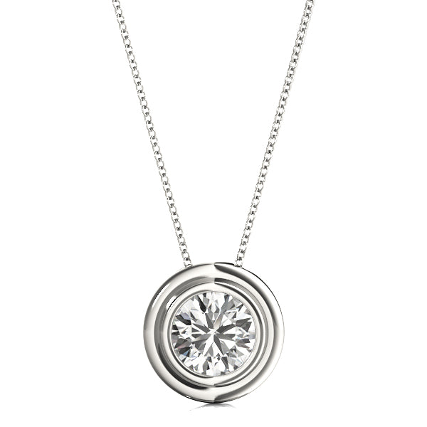 White Platinum 1CT Lab Diamond Solitaire Pendant