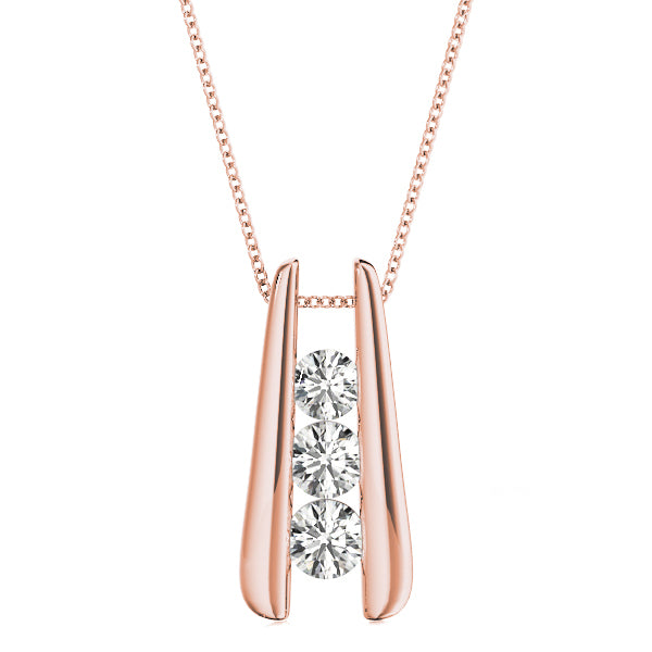 Rose Gold Lab Diamond 3-Stone Pendant 0.5ctw