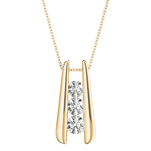 18K Yellow Gold Lab Diamond 3-Stone Pendant