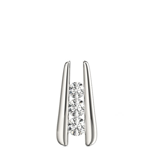 14K White Gold Lab Diamond 3-Stone Pendant 0.5ctw