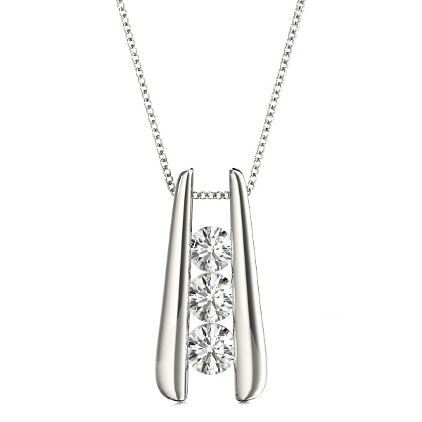 18K White Gold Lab Diamond 3-Stone Pendant