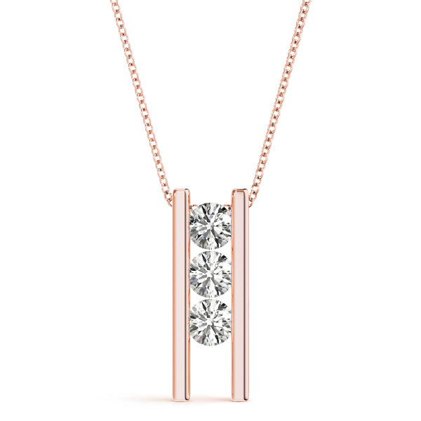 Rose Gold 3-Stone Lab Diamond Pendant