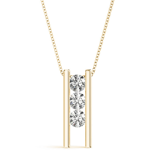 3-Stone Lab Diamond 18K Yellow Gold Pendant