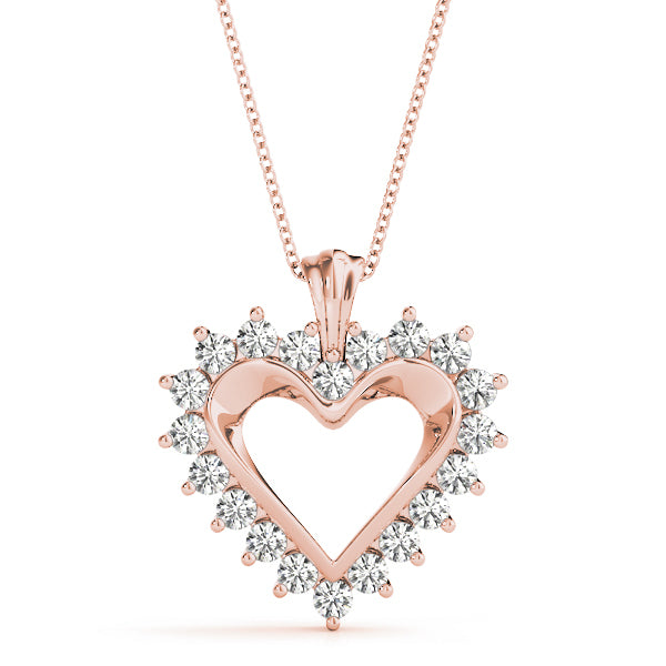 18K Rose Gold Multi-Diamond Heart Pendant